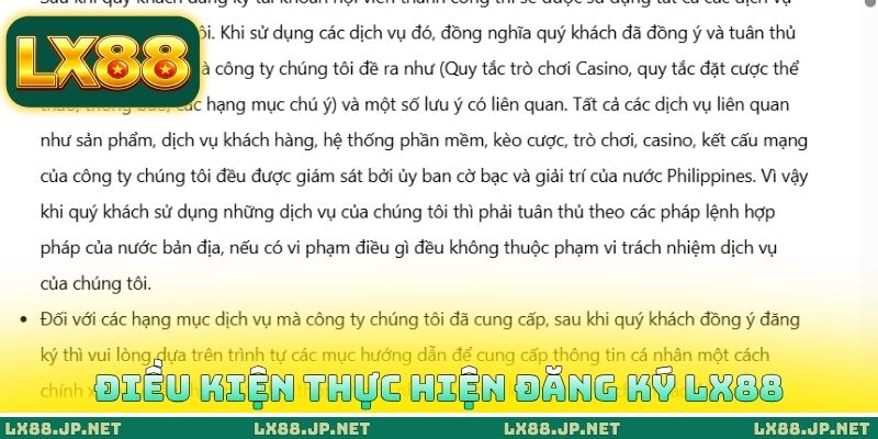 Đăng Ký LX88 - Sở Hữu Account Chính Thức Trong Vòng 1 Phút 2 Điều kiện thực hiện đăng ký LX88