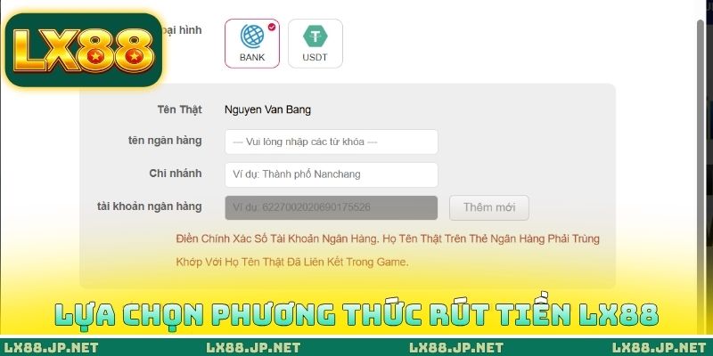 Rút Tiền LX88 - Nhận Thưởng An Toàn Tại Thương Hiệu Cá Cược 2 Lựa chọn phương thức rút tiền LX88